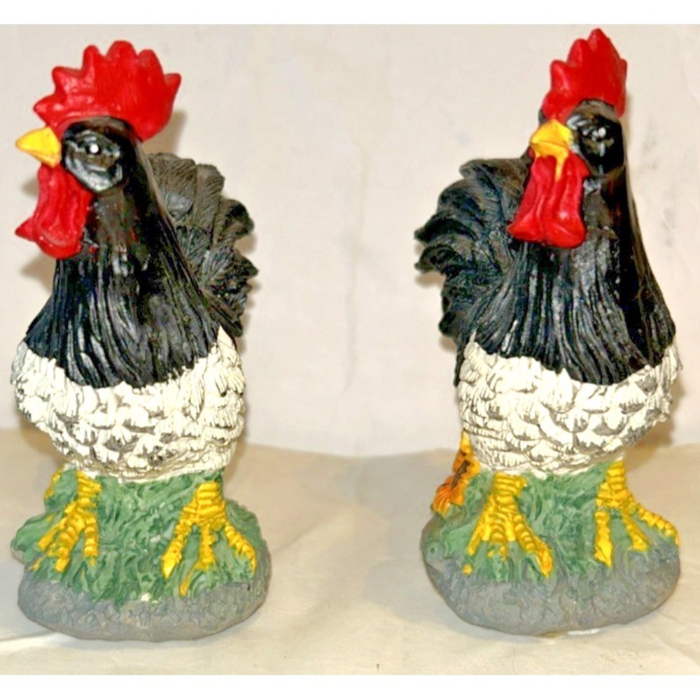 Rooster Figurine Resin Statue COLORFUL Bird SUNFLOWERS Farm Chicken 4.5"Lot Of 2 - Picture 2 of 5